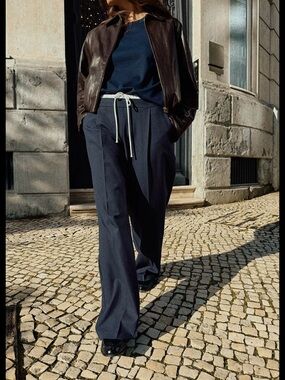 Zara women’s Dark Gray Drawstring Dress Pants